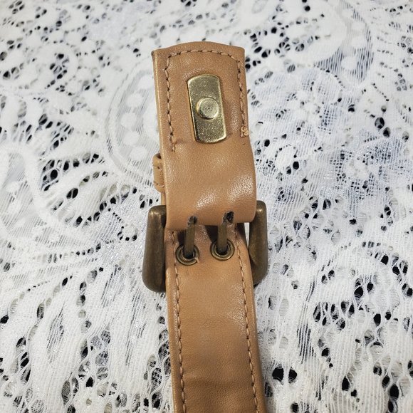 Liz Claiborne tan crossbody purse with light green fabric lining - Picture 2 of 15